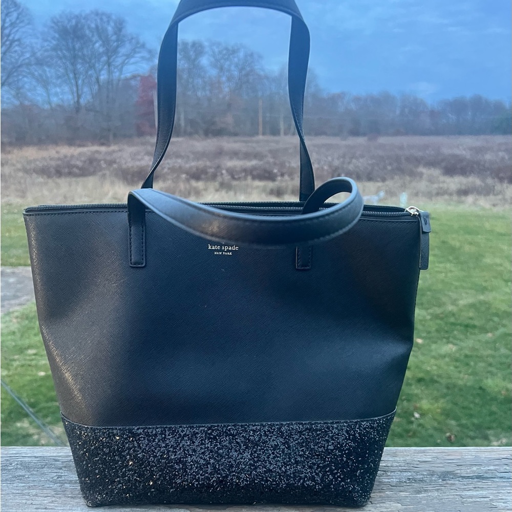 Kate Spade Black Tote with Sparkle Base